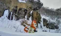 Size: 2048x1205 | Tagged: safe, photographer:pakapaka1993, autumn blaze, kirin, pony, g4, ice, icicle, irl, japan, photo, plushie, snow, solo, winter