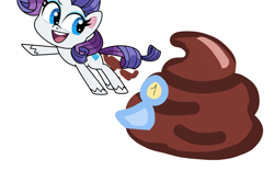 Size: 1920x1200 | Tagged: safe, edit, vector edit, rarity, pony, unicorn, g4.5, cargo ship, eyeshadow, female, fetish, hooves, literal shitpost, makeup, mare, open mouth, open smile, poop, pooping, raised hoof, rarishit, scat, shipping, simple background, smiling, vector, white background, why