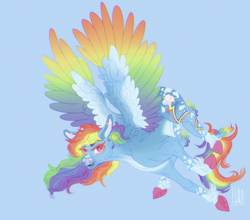 Size: 2064x1815 | Tagged: safe, artist:pegasus004, rainbow dash, pegasus, pony, g4, coat markings, colored hooves, colored pupils, colored wings, concave belly, fit, gradient wings, leonine tail, muscles, pale belly, piercing, redesign, slender, socks (coat markings), tail, tail feathers, thin, wings
