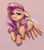 Size: 1631x1855 | Tagged: safe, artist:buttersprinkle, fluttershy, pegasus, pony, g4, colored sketch, female, floppy ears, lidded eyes, mare, signature, simple background, smiling, smirk, smug, smugshy, solo, spread wings, unshorn fetlocks, wings