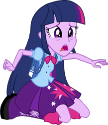 Size: 861x990 | Tagged: safe, edited screencap, editor:homersimpson1983, screencap, twilight sparkle, human, equestria girls, g4, my little pony equestria girls, background removed, backpack, blouse, boots, bowtie, breasts, clothes, female, hair, legs, not a vector, open mouth, panicking, puffy sleeves, shoes, simple background, skirt, solo, spread arms, teenager, teeth, transparent background