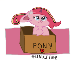 Size: 4034x3477 | Tagged: safe, artist:hunkster, oc, oc only, oc:rosa flame, pony, unicorn, 1000 hours in ms paint, box, female, filly, foal, high res, horn, mare, smiling, solo, unicorn oc