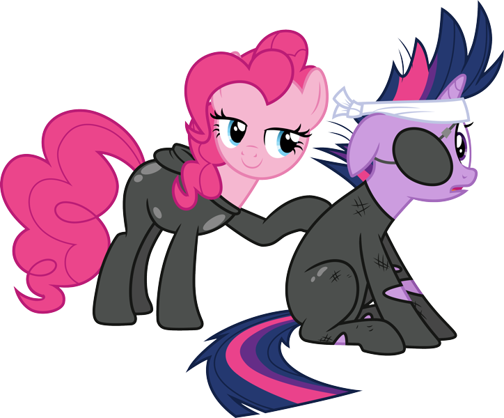 2808060 - safe, artist:cloudy glow, pinkie pie, twilight sparkle, it's  about time, .ai available, catsuit, eyepatch, future twilight, latex, latex  suit, simple background, transparent background, vector - Derpibooru