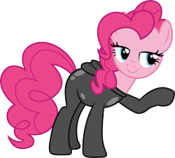 Size: 3315x3000 | Tagged: safe, artist:cloudy glow, pinkie pie, g4, it's about time, .ai available, bodysuit, catsuit, clothes, high res, latex, latex suit, simple background, solo, transparent background, vector