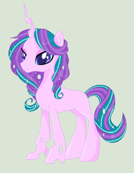 Size: 426x548 | Tagged: safe, artist:yulianapie26, oc, oc only, changeling, hybrid, pony, unicorn, base used, magical lesbian spawn, offspring, parent:queen chrysalis, parent:starlight glimmer, simple background, solo