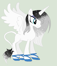 Size: 439x509 | Tagged: safe, artist:yulianapie26, oc, oc only, alicorn, hybrid, pony, alicorn oc, base used, clothes, eyelashes, female, horn, interspecies offspring, mare, offspring, parent:discord, parent:princess luna, parents:lunacord, shoes, simple background, smiling, solo, wings