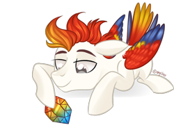 Size: 5000x4000 | Tagged: safe, artist:kaikururu, oc, oc only, pegasus, pony, gem, male, pegasus oc, simple background, smiling, solo, stallion, transparent background, wings