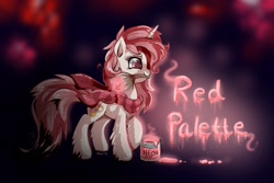 Size: 1626x1088 | Tagged: safe, artist:avui, oc, oc only, oc:red palette, pony, unicorn, clothes, painting, scarf, solo