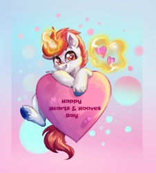 Size: 1092x1208 | Tagged: safe, artist:avui, oc, oc:stroopwafeltje, pony, unicorn, heart, hearts and hooves day, holiday, magic, mascot, ponycon holland, valentine's day