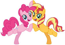 Size: 1024x706 | Tagged: safe, artist:emeraldblast63, pinkie pie, sunset shimmer, g4, simple background, transparent background