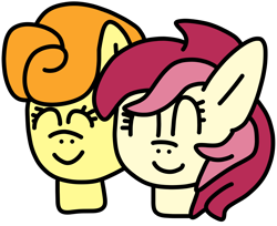 Size: 980x800 | Tagged: safe, artist:jadeharmony, carrot top, golden harvest, roseluck, earth pony, pony, g4, bust, cute, duo, eyes closed, female, lesbian, mare, ship:carrotluck, shipping, simple background, transparent background