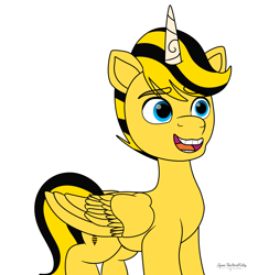 Size: 2835x3030 | Tagged: safe, artist:small-brooke1998, alicorn, pony, g5, my little pony: a new generation, bumblebee (transformers), crossover, high res, ponified, simple background, solo, transformers, white background