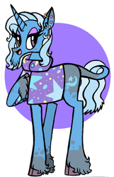 Size: 1280x1990 | Tagged: safe, artist:kitsumidori, trixie, g4, abstract background, alternate design, alternate universe, clothes, cloven hooves, ear piercing, earring, jewelry, leonine tail, piercing, simple background, tail, transparent background, unshorn fetlocks
