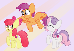 Size: 1675x1158 | Tagged: safe, artist:sugarcloud12, apple bloom, scootaloo, sweetie belle, earth pony, pony, g4, cutie mark crusaders, older