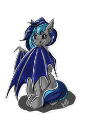 Size: 492x708 | Tagged: safe, artist:stirren, oc, bat pony, pony, bat pony oc, simple background, sitting, solo, transparent background