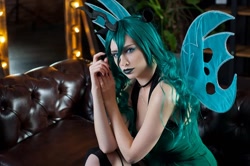 Size: 1080x717 | Tagged: safe, queen chrysalis, human, g4, bare shoulders, clothes, cosplay, costume, irl, irl human, photo, sleeveless, solo