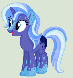 Size: 366x392 | Tagged: safe, artist:yulianapie26, oc, oc only, pony, unicorn, base used, eyelashes, horn, magical lesbian spawn, offspring, parent:princess luna, parent:trixie, simple background, smiling, solo, unicorn oc