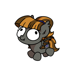 Size: 800x800 | Tagged: safe, artist:sugar morning, oc, oc only, oc:mythic dawn, bat pony, pony, bat pony oc, big eyes, chibi, commission, cute, derp, dorkles, fangs, female, hair tie, mare, ponytail, simple background, solo, sticker, transparent background, wings, ych result