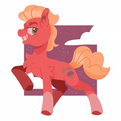 Size: 2048x2048 | Tagged: safe, artist:pastacrylic, sprout cloverleaf, earth pony, pony, g5, my little pony: a new generation, chest fluff, cloud, coat markings, grin, high res, looking at you, male, smiling, socks (coat markings), solo, stallion