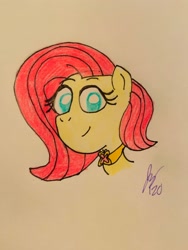 Size: 1536x2048 | Tagged: safe, artist:jesslmc16, fluttershy, pegasus, pony, g4, element of kindness, looking at you, smiling, solo, traditional art