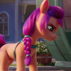 Size: 804x804 | Tagged: safe, screencap, sunny starscout, earth pony, pony, g5, my little pony: a new generation, spoiler:my little pony: a new generation, cropped, female, mare, solo, sunny starscout is not amused, unamused