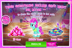 Size: 1035x688 | Tagged: safe, gameloft, flashdancer, g4, advertisement, costs real money, female, gem, introduction card, mare