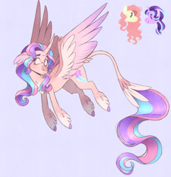 Size: 1280x1328 | Tagged: safe, artist:wanderingpegasus, fluttershy, starlight glimmer, oc, alicorn, pony, g4, alicorn oc, curved horn, fusion, horn, leonine tail, solo, tail, wings