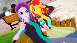 Size: 1600x900 | Tagged: safe, artist:stellarwools, starlight glimmer, sunset shimmer, equestria girls, g4, 3d, duo, duo female, female, koikatsu