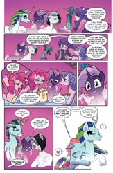 Size: 1988x3056 | Tagged: safe, idw, black belle, dyre, grackle, north star (g1), ocellus, pinkie pie, shadow storm, violet shiver, changedling, changeling, human, pegasus, pony, unicorn, g1, g4, my little pony: generations, clothes, comic, crying, fading, female, mare, shirt, speech bubble
