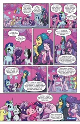Size: 1988x3056 | Tagged: safe, idw, black belle, dyre, fluttershy, grackle, lickety-split, minty, north star, ocellus, pinkie pie, rainbow dash, rarity, rosedust, shadow storm, twilight sparkle, violet shiver, alicorn, changedling, changeling, earth pony, human, pegasus, pony, unicorn, g1, g4, my little pony: generations, comic, female, high res, hug, mare, speech bubble, the end
