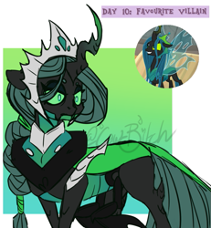 Size: 767x829 | Tagged: safe, artist:sunfloweret, queen chrysalis, changeling, g4, alternate design, februpony, solo