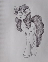 Size: 2912x3787 | Tagged: safe, artist:dreamy990, pinkie pie, pony, g4, high res, monochrome, raised hoof, solo, traditional art