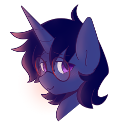 Size: 2500x2500 | Tagged: safe, artist:fuzzystarart, oc, oc only, oc:shadow twinkle, pony, unicorn, blushing, bust, glasses, high res, male, round glasses, simple background, solo, transparent background