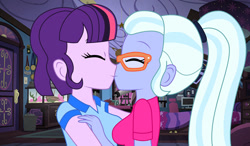 Size: 1920x1123 | Tagged: safe, artist:lhenao, sugarcoat, oc, oc:midny sparkle, human, equestria girls, g4, canon x oc, duo, female, kiss on the lips, kissing, lesbian, shipping