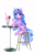 Size: 795x1189 | Tagged: safe, artist:maytee, izzy moonbow, pony, unicorn, g5, my little pony: a new generation, cute, drink, female, food, izzybetes, looking at you, mare, milkshake, simple background, sitting, solo, stool, strawberry, table, traditional art, white background