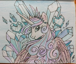 Size: 1080x907 | Tagged: safe, artist:wrath-marionphauna, princess flurry heart, alicorn, pony, g4, crown, crystal, crystal heart, jewelry, looking at you, older, older flurry heart, regalia, solo, traditional art
