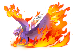 Size: 4692x3227 | Tagged: safe, artist:taiga-blackfield, oc, oc only, oc:ardent dusk, bat pony, hybrid, pegabat, pegasus, pony, chest fluff, ear fluff, ear tufts, ears back, eyelashes, fangs, female, fiery wings, fire, fire magic, glowing, glowing eyes, large wings, lidded eyes, mare, raised tail, simple background, smiling, smirk, smoke, solo, spread wings, tail, transparent background, wings