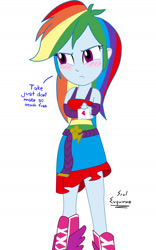 Size: 1050x1680 | Tagged: safe, artist:dashdeviant, rainbow dash, equestria girls, g4, bare shoulders, blush sticker, blushing, clothes, dress, fall formal outfits, female, holiday, looking away, simple background, sleeveless, solo, tsunderainbow, tsundere, valentine, valentine's day, white background
