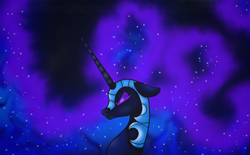Size: 2744x1704 | Tagged: safe, artist:rosestardragonmp3, nightmare moon, alicorn, pony, g4, bust, eyes closed, female, profile, solo