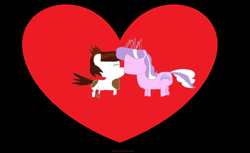 Size: 2166x1322 | Tagged: safe, artist:coltfan97, diamond tiara, pipsqueak, earth pony, pony, g4, 1000 hours in ms paint, black background, female, heart, kissing, love, male, piptiara, shipping, simple background, straight