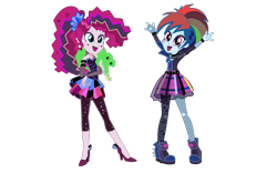 Size: 4000x2500 | Tagged: safe, edit, vector edit, pinkie pie, rainbow dash, equestria girls, friendship through the ages, g4, duo, duo female, female, gothic pinkie, punk, punkie pie, rainbow goth, rainbow punk, simple background, transparent background, vector