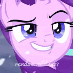 Size: 540x540 | Tagged: safe, edit, edited screencap, screencap, queen chrysalis, starlight glimmer, changeling, pony, unicorn, g4, season 9, the ending of the end, animated, duo, female, mare, open mouth, open smile, smiling, snow, sound, tiktok, webm