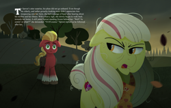 Size: 7117x4500 | Tagged: safe, artist:bearmation, apple bloom, sprout cloverleaf, earth pony, pony, g4, g5, my little pony: a new generation, absurd file size, absurd resolution, apple family member, apple farm, clothes, elderly, granny smith's shawl, older, older apple bloom, wind