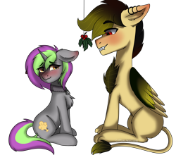 Size: 2500x2200 | Tagged: oc name needed, safe, artist:cottonsweets, oc, oc only, oc:frenzy nuke, pony, unicorn, chest fluff, collar, high res, holly, holly mistaken for mistletoe, simple background, transparent background
