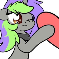 Size: 1920x1920 | Tagged: artist needed, safe, oc, oc only, oc:frenzy nuke, pony, unicorn, collar, heart, simple background, solo, transparent background