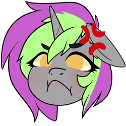 Size: 3000x3000 | Tagged: safe, artist:cottonsweets, oc, oc only, oc:frenzy nuke, angry, emoji, floppy ears, high res, simple background, solo, transparent background