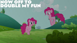 Size: 1280x720 | Tagged: safe, edit, edited screencap, editor:quoterific, screencap, pinkie pie, earth pony, pony, g4, season 3, too many pinkie pies, cute, diapinkes, female, grin, mare, open mouth, open smile, pinkie being pinkie, ponk, self paradox, self ponidox, smiling