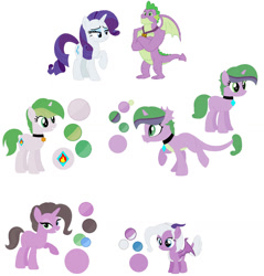 Size: 1280x1338 | Tagged: safe, artist:mlplpstoycustoms, rarity, spike, oc, dracony, human, hybrid, pony, unicorn, g4, adult, adult spike, base used, color palette, family, female, humanized, interspecies offspring, jewelry, male, necklace, offspring, older, older spike, parent:rarity, parent:spike, parents:sparity, ship:sparity, shipping, simple background, straight, white background, winged humanization, wings