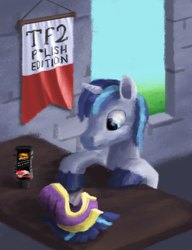 Size: 1920x2500 | Tagged: safe, artist:zvuki, shining armor, g4, /mlp/ tf2 general, armor, poland, polish, polishing, pun, team fortress 2