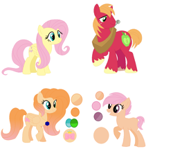 Size: 1166x1004 | Tagged: safe, artist:mlplpstoycustoms, big macintosh, fluttershy, oc, earth pony, pegasus, pony, g4, base used, color palette, family, female, male, offspring, parent:big macintosh, parent:fluttershy, parents:fluttermac, ship:fluttermac, shipping, simple background, straight, white background
